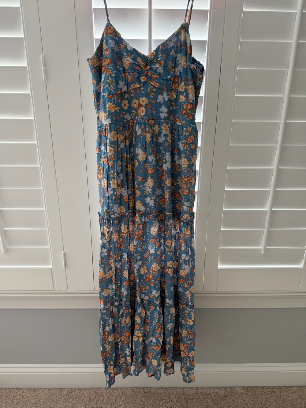 Altar'd State Blue Floral Maxi Dress with Spaghetti Straps - Picture 3 of 5